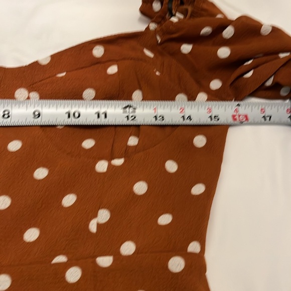 Polka Dot Midi Dress in Burnt Orange Small - Picture 10 of 16